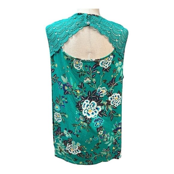 Daniel Rainn VNeck Crochet Detail Blouse~Sz 2X~Green Floral~Stitch Fix NWT~L7 06 - Picture 5 of 10